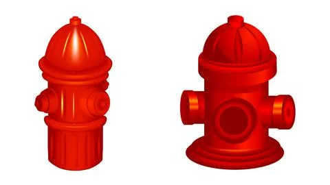 Red fire hydrant. Fire hydrant flat vector icon set. Set of 3 vector icons Stock Illustration