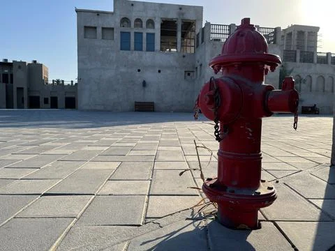 Red fire hydrant in the old eastern city Stock Photos