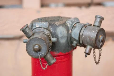 Red fire hydrant on a sidewalk Foto stock