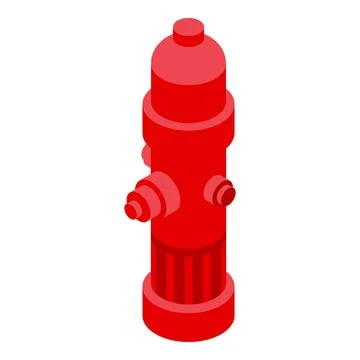 Red fire hydrant standing tall in isometric view イラスト素材