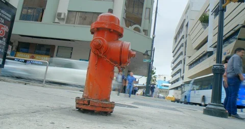  Red fire hydrant timelapse intersection Stock Footage 122453202