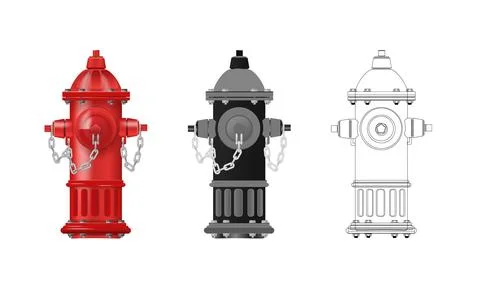 Red Fire Hydrant for Urban Firefighting and Emergency Safety Stock Illustration