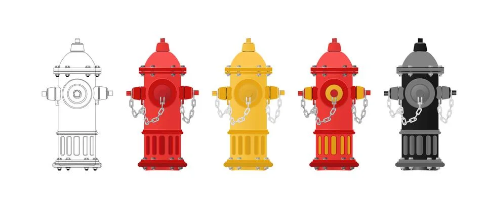 Red Fire Hydrant for Urban Firefighting and Emergency Safety Stock Illustration