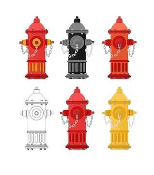 Red Fire Hydrant for Urban Firefighting and Emergency Safety Stock Illustration