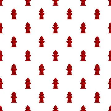 Red fire hydrants creating a seamless pattern design Stock Illustration
