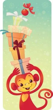 Red Fire Monkey - symbol of the new 2016 year. Stock Illustration