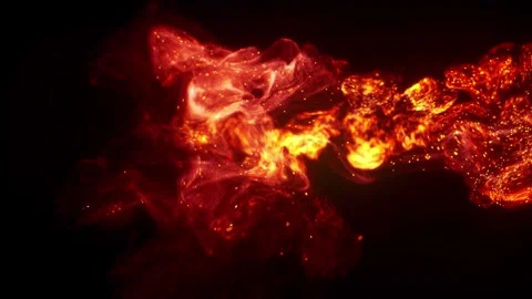 Red Fire Particle Energy Glitter Flow with Glowing Flame Like Trails Video stock 336299549