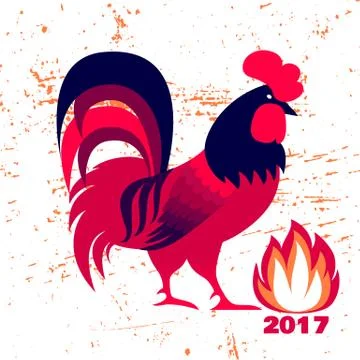 Red fire rooster as symbol of 2017 Stock-Illustration