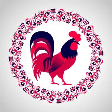 Red fire rooster as symbol of 2017 Stock-Illustration