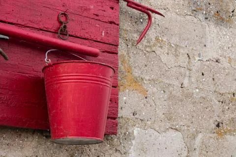Red fire shield on a stone wall Stock Photos