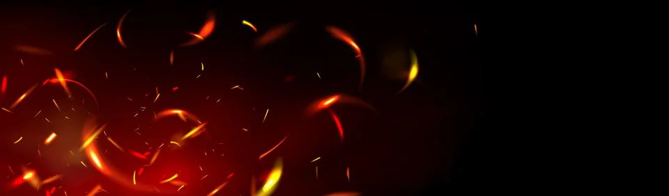 Red fire sparks overlay effect on black background Stock Illustration