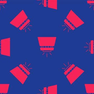 Red Fire sprinkler system icon isolated seamless pattern on blue background.  库存插图