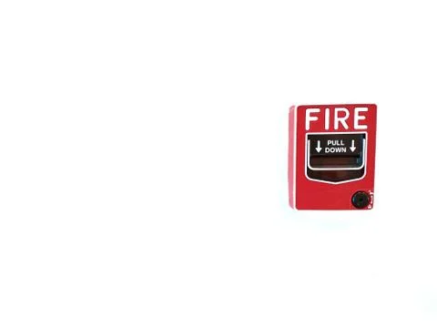 RED fire switch isolated on white perspective view Stock Photos