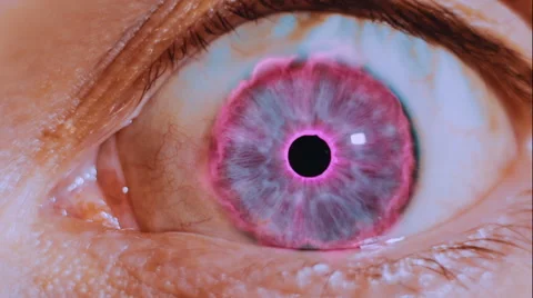 Red fireball in eye Stock Footage 44574018