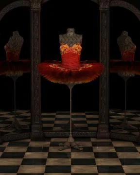 Red Firebird Classical Ballet Tutu Reflections Stock Illustration