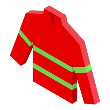 Red firefighter uniform protecting from fire isometric view Stock Illustration