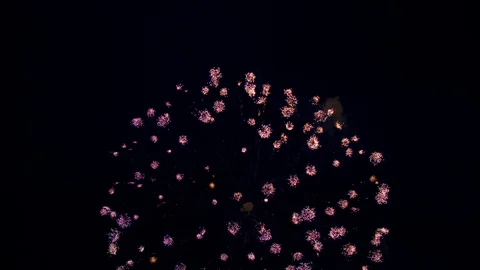 Red Firework Exploding and Making Smaller Explosions Stock Footage 92442754