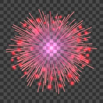 Red firework icon, realistic style Stock Illustration