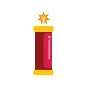 Red firework rocket with burning wick celebrating holiday Stock Illustration