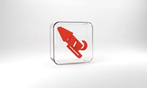 Red Firework rocket icon isolated on grey background. Concept of fun party. E Stockillustratie