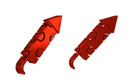Red Firework rocket icon isolated on transparent background. Concept of fun.. Stock Illustration
