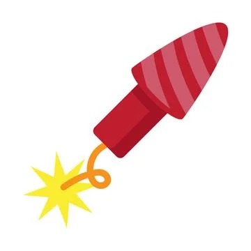 Red firework rocket icon in simple style, Red firecracker, symbolizing Luna.. Stock-Illustration