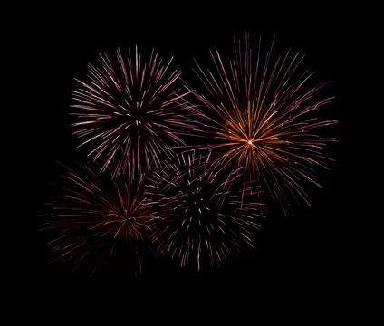 Red firework sparkling on black background for celebration and anniversary Stock Photos
