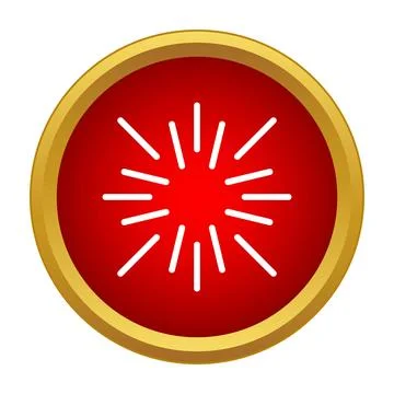 Red firework symbol with white rays in a gold framed circle Stock Illustration