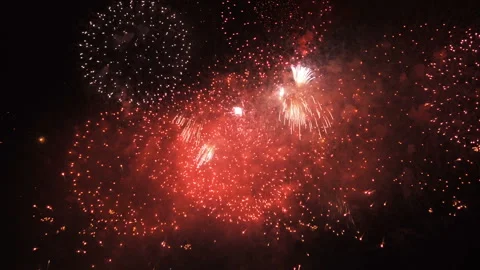 Red fireworks lighting up the sky 库存影片 237216079