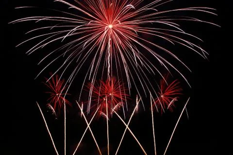 Red fireworks Stock Photos