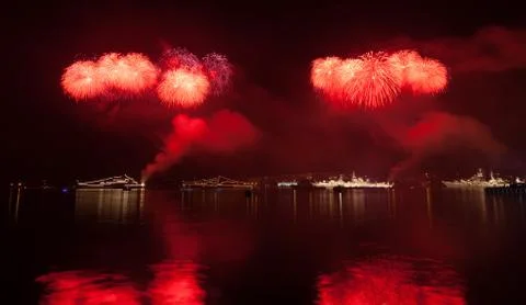 Red fireworks Stock Photos