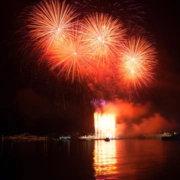 Red fireworks Stock Photos