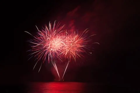 Red fireworks Stock Photos