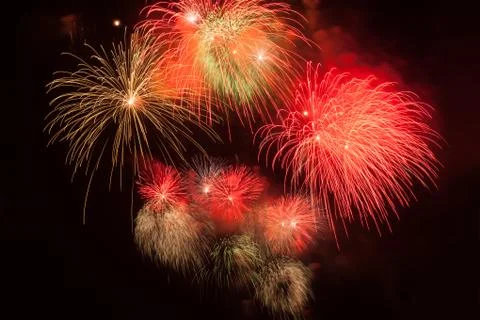 Red fireworks Stock Photos