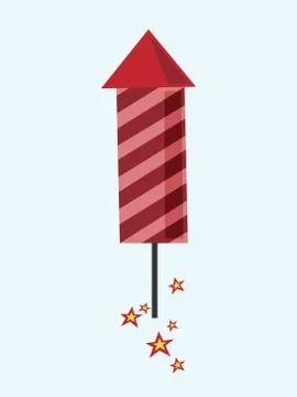 Red fireworks rocket flying Stock Illustration