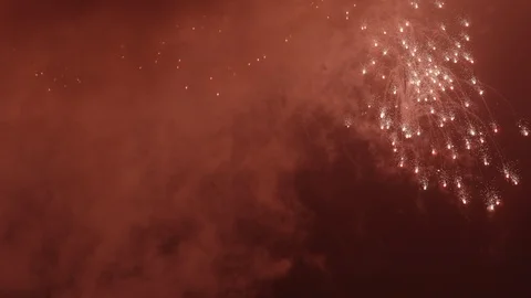 Red fireworks rockets explosions Stock Footage 125135521