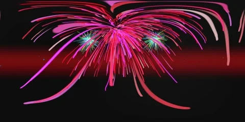 Red Fireworks VR 360 4K Background Equirectangular Footage Stock Footage 68912985