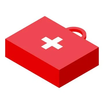 Red first aid kit closed in isometric view Stock Illustration