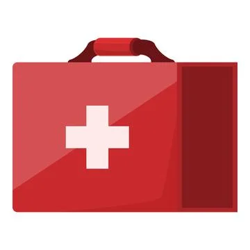 Red first aid kit closed showing white cross symbol Illustrazione stock