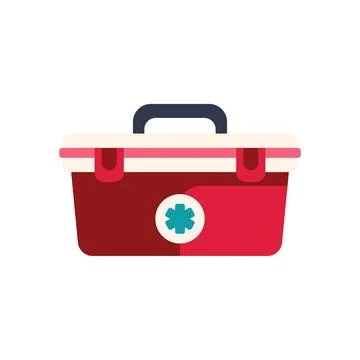Red first aid kit closed showing medical symbol 스톡 일러스트