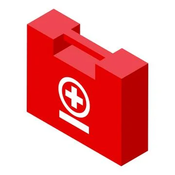 Red first aid kit closed with white cross symbol showing emergency preparedne Illustrazione stock