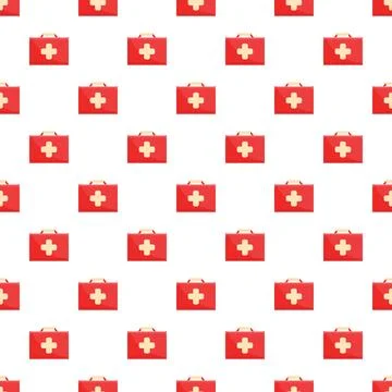 Red first aid kit first response seamless pattern 스톡 일러스트