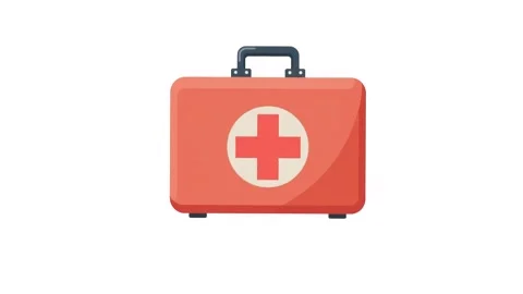 Red first aid kit icon isolated on white background. Medicine Stock Footage 287341321