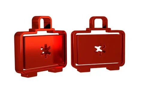 Red First aid kit icon isolated on transparent background. Medical box with.. Stock Illustration