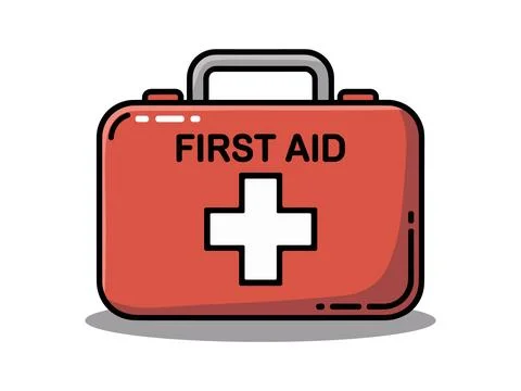 Red First Aid Kit Icon for Emergency and Medical Safety. Stock Illustration