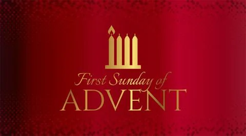 Red First Sunday of Advent Background Illustration Design with Candles. Stock Illustration