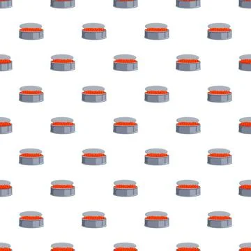 Red fish caviar in tin cans pattern Stock Illustration