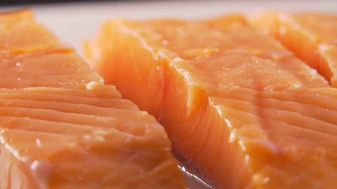 Red fish is cooked by a cook Stock Footage 83346271