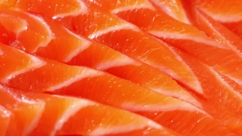 Red fish fillet. Raw salmon fillet texture close up Stock Footage 335025800