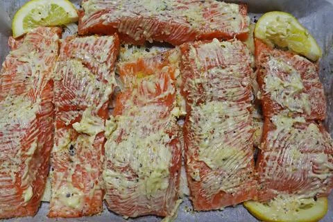 Red fish with lemon Stock Photos